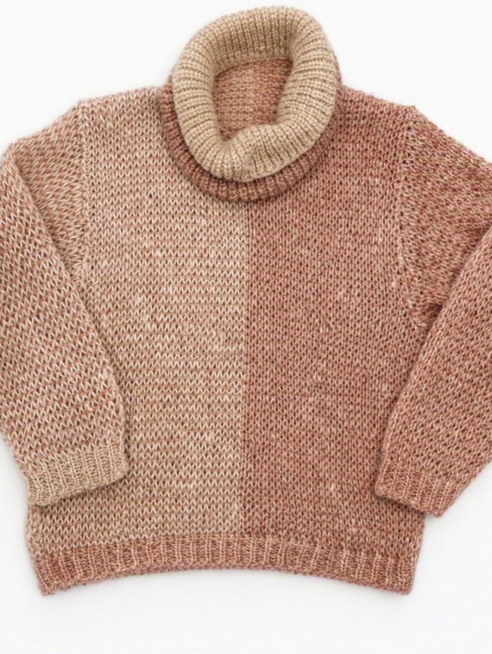 St Michael Mohair Wool Blend Beige Peach Marled Cowl Neck Vintage Sweater 14